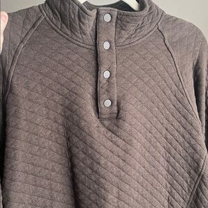 Eddie Bauer Men's Dark Chocolate Brown 1/4 button up Sweater Sweatshirt